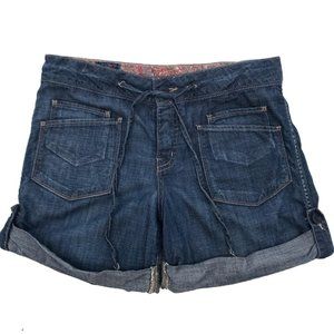 Lucky Brand Womens Blue Lightweight Denim Tie Front Cuffed Shorts Size 26